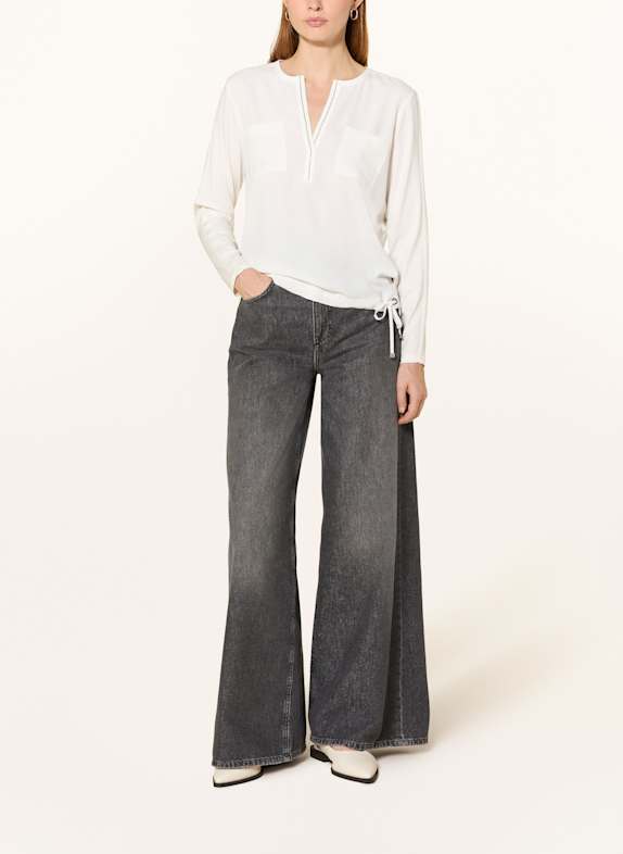 monari Blusenshirt im Materialmix mit Schmucksteinen ECRU