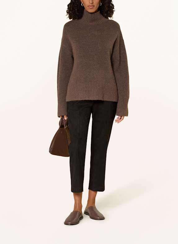 MORE 7/8-broek in lederlook ZWART