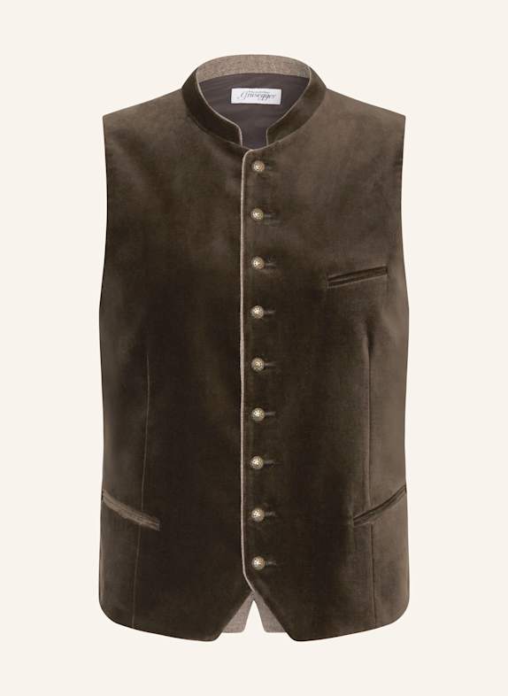 Grasegger Trachtenweste KREUZER GRÜN / DUNKELBRAUN