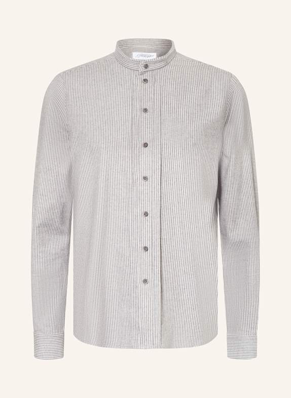 Grasegger Trachtenhemd KISSING Regular Fit aus Flanell mit Stehkragen GRAU / WEISS