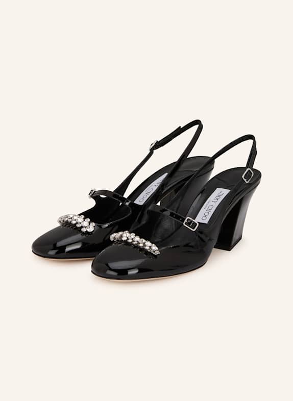 JIMMY CHOO Slingpumps BELINDA mit Schmucksteinen SCHWARZ