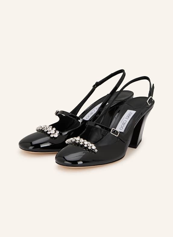 JIMMY CHOO Mary-Jane-Pumps BELINDA mit Schmucksteinen SCHWARZ