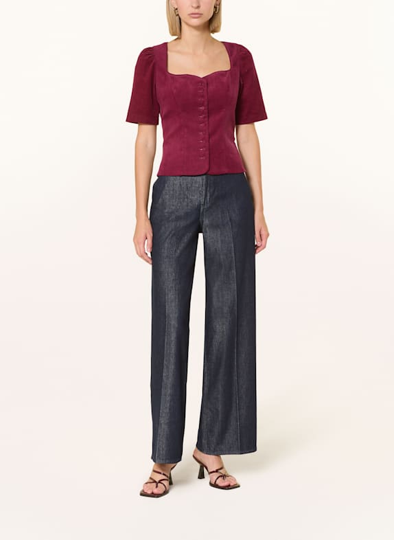 BERWIN & WOLFF Traditionele kragen van corduroy DONKERROOD