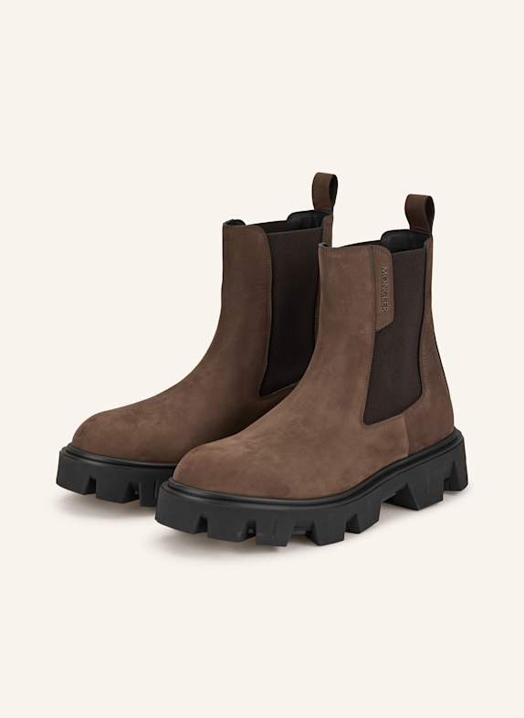 MONCLER Hooper Sneakers In Black Leather DARK BROWN