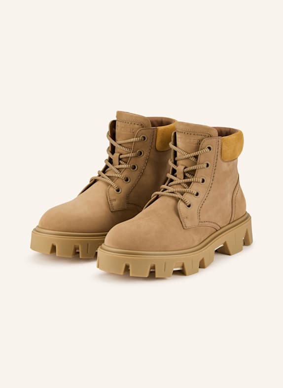 MONCLER Schnürboots PEAK CITY HELLBRAUN/ DUNKELGELB