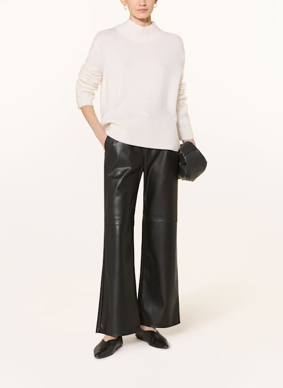 monari Broek in lederlook ZWART