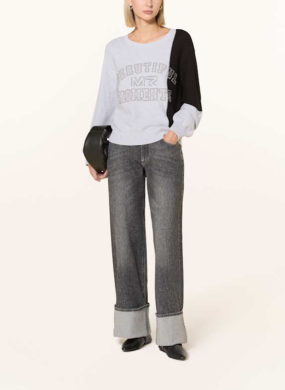 monari Pullover mit Schmucksteinen HELLGRAU / SCHWARZ