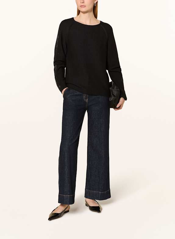 monari Pullover mit Schmucksteinen SCHWARZ