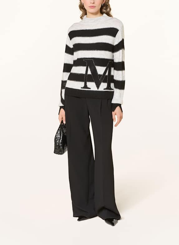 monari Pullover mit Schmucksteinen SCHWARZ / HELLGRAU