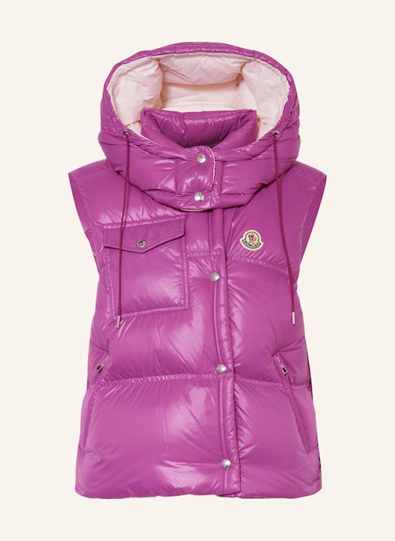 MONCLER Daunenweste mit abnehmbarer Kapuze FUCHSIA