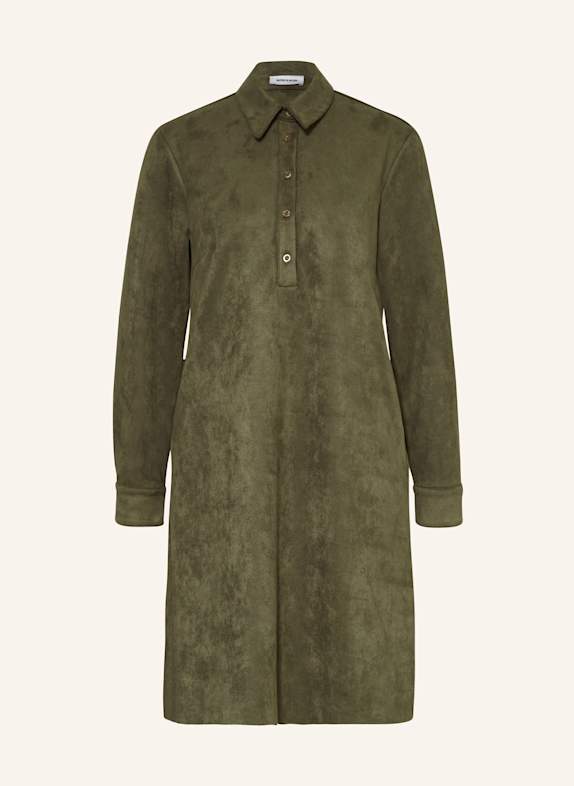 MORE & MORE Hemdblusenkleid in Lederoptik OLIV