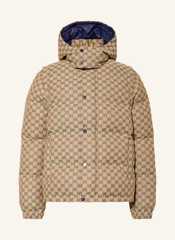 GUCCI Daunenjacke mit abnehmbarer Kapuze CAMEL / BRAUN