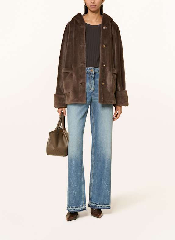 lilienfels Veste en fourrure synthétique MARRON FONCÉ