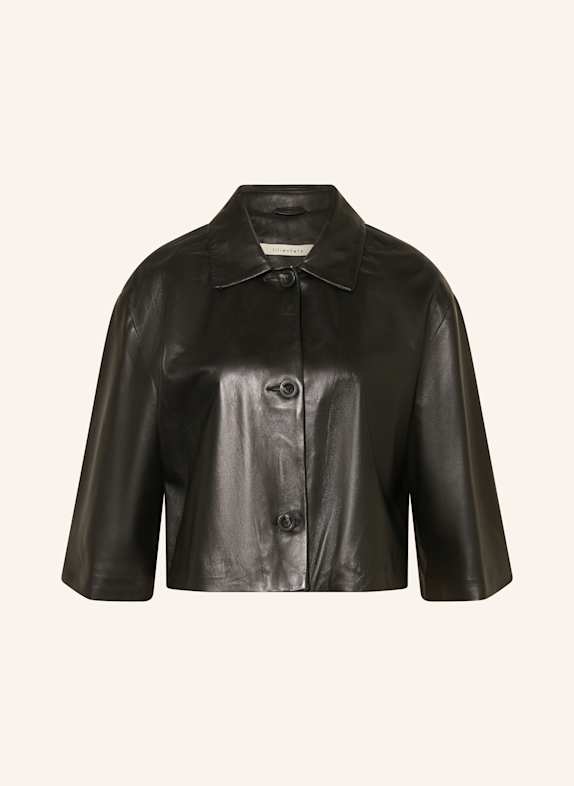 lilienfels Leather jacket with 3/4 sleeves BLACK