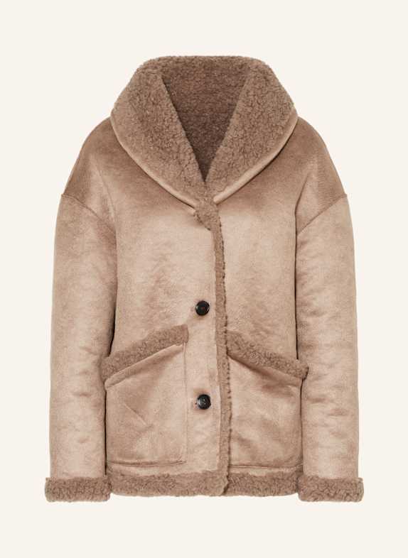 STUDIO AR Teddyfell-Jacke MIA in Lederoptik und zum Wenden HELLBRAUN