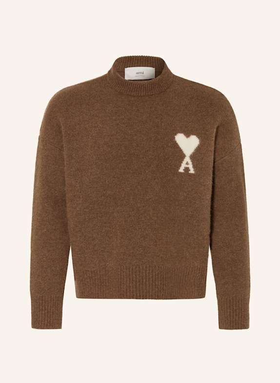 AMI PARIS Pullover mit Alpaka BRAUN