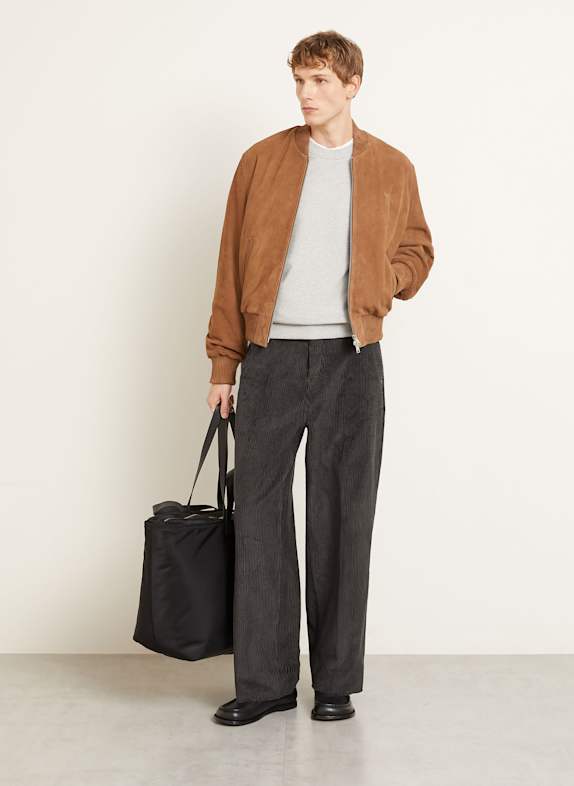AMI PARIS Spodnie sztruksowe regular fit CZIEMNOSZARY