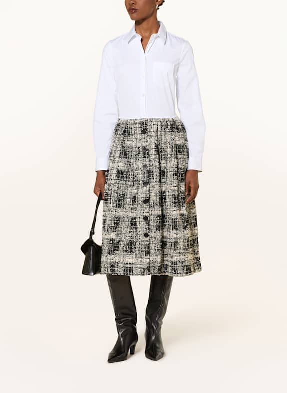 sara roka Hemdblusenkleid NIDINA im Materialmix WEISS / SCHWARZ / CREME