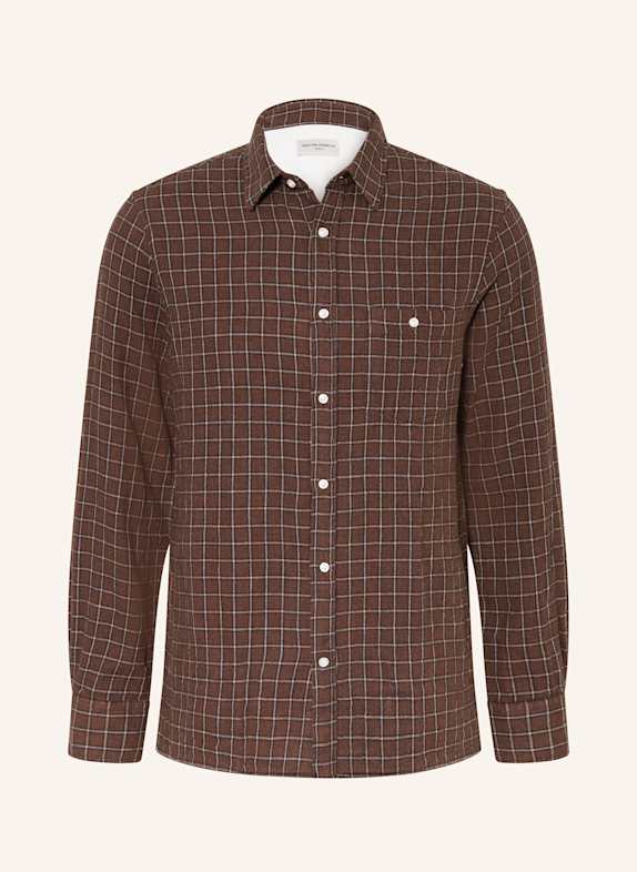 Officine Générale Hemd YOUNES Comfort Fit BRAUN / SCHWARZ / HELLBRAUN