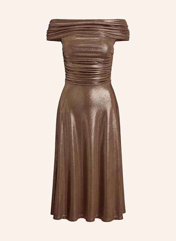 Blejzry a saka Koktejlové šaty s třpytivou přízí HNĚDÁ