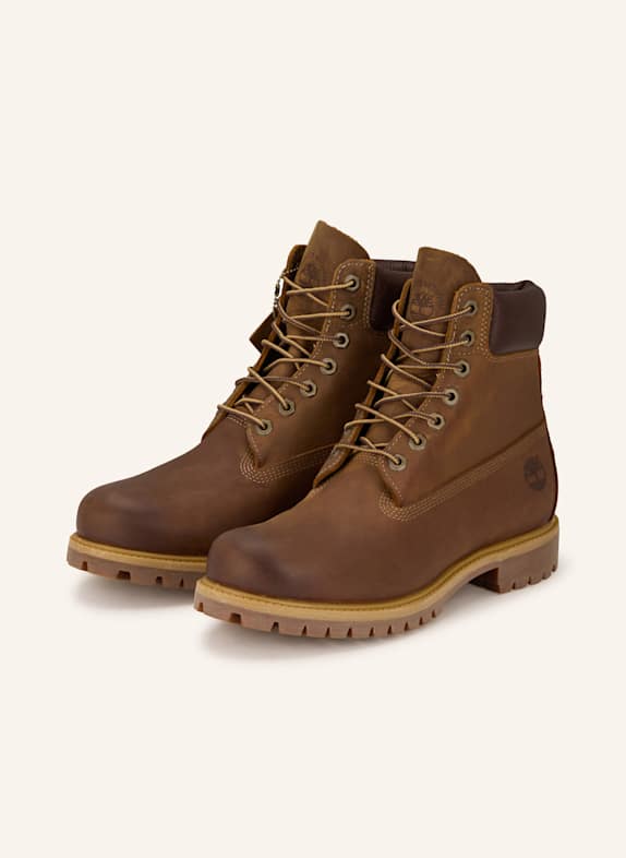 Timberland Botki sznurowane PREMIUM 6 INCH BRĄZOWY