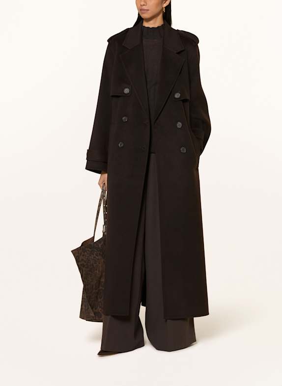 IVY OAK Vlněný kabát COLETTE ANN TMAVĚ HNĚDÁ