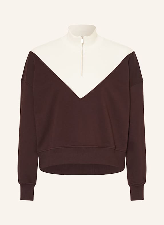 Sweaty Betty Bluza dresowa typu troyer CIEMNOBRĄZOWY/ ECRU