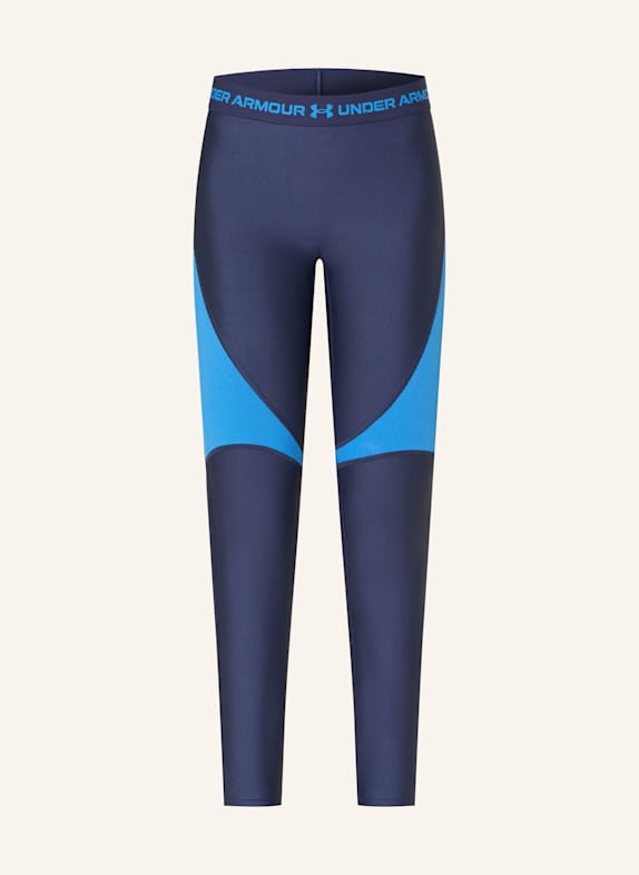 UNDER ARMOUR Leggings UA HEATGEAR® RIB DARK BLUE/ TURQUOISE