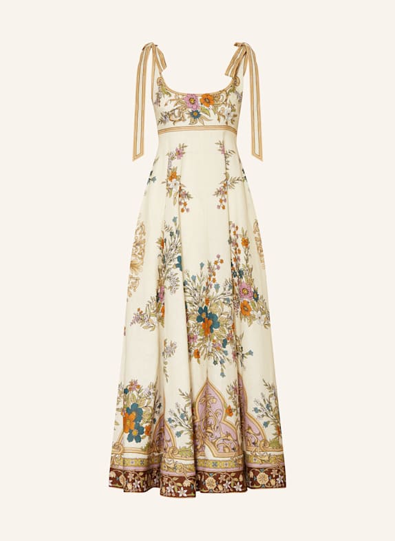 ALÉMAIS Leinenkleid ANTOINETTE ECRU/ BEIGE/ HELLGRÜN