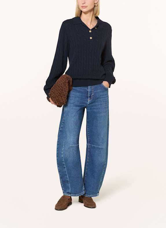 Barbour Gebreid poloshirt EVIE DONKERBLAUW