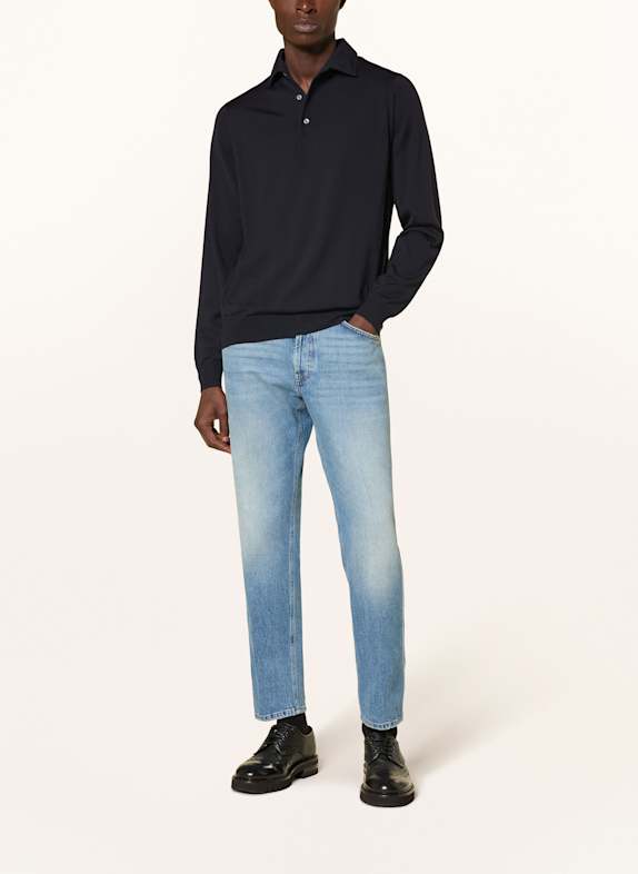 LARDINI Gebreid poloshirt DONKERBLAUW
