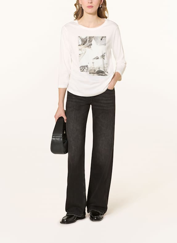 monari Shirt mit 3/4-Arm und Schmucksteinen WEISS