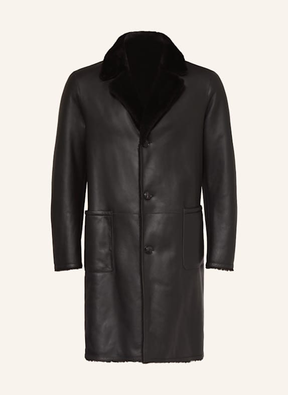 manzoni 24 Ledermantel zum Wenden SCHWARZ