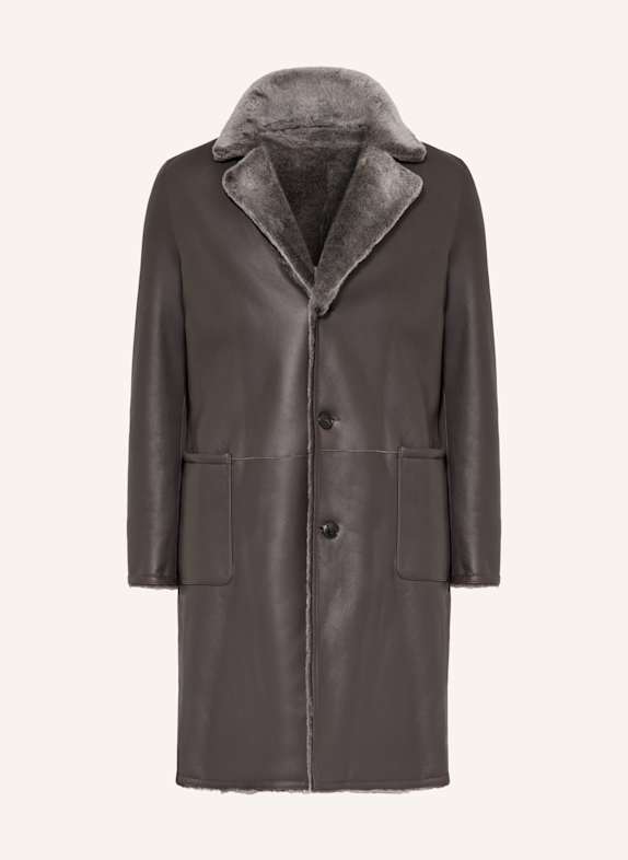 manzoni 24 Ledermantel zum Wenden DUNKELGRAU