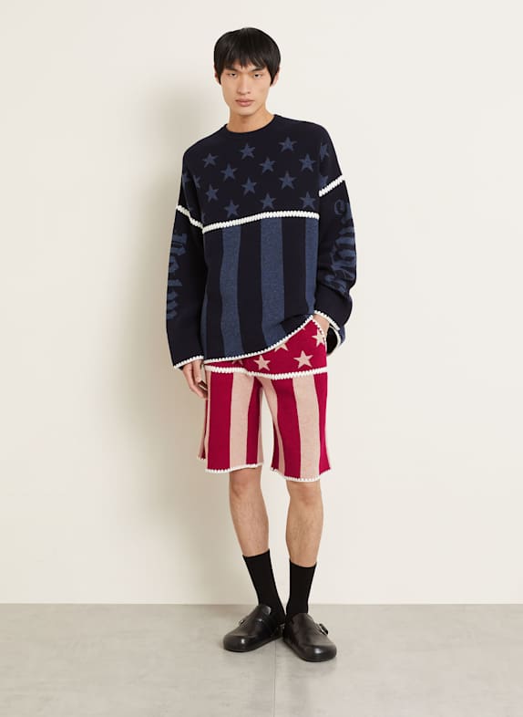 Palm Angels Gebreide shorts DONKERROOD / ECRU