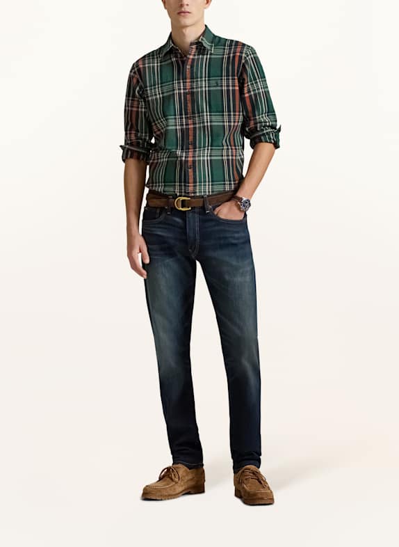 POLO RALPH LAUREN Overhemd Custom Fit GROEN / DONKERGROEN / ORANJE