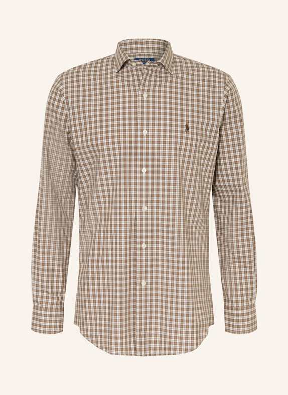 POLO RALPH LAUREN Hemd Custom Fit WEISS/ BRAUN/ HELLBRAUN