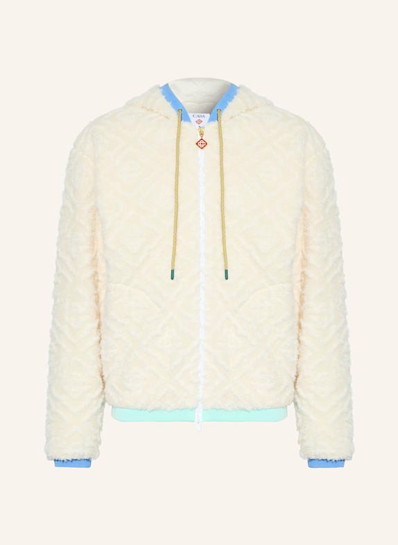 Casablanca Teddyfell-Jacke ECRU/ HELLBLAU/ MINT