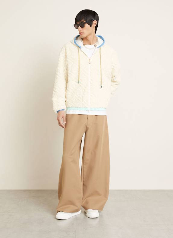 Casablanca Teddyfell-jas ECRU / LICHTBLAUW / MINT