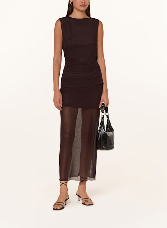 NEO NOIR Mesh rok MARLISE MARRON FONCÉ