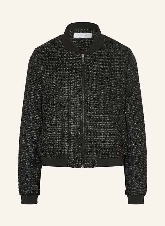 comma Bouclé-Blouson mit Glitzergarn SCHWARZ / WEISS / DUNKELGRAU