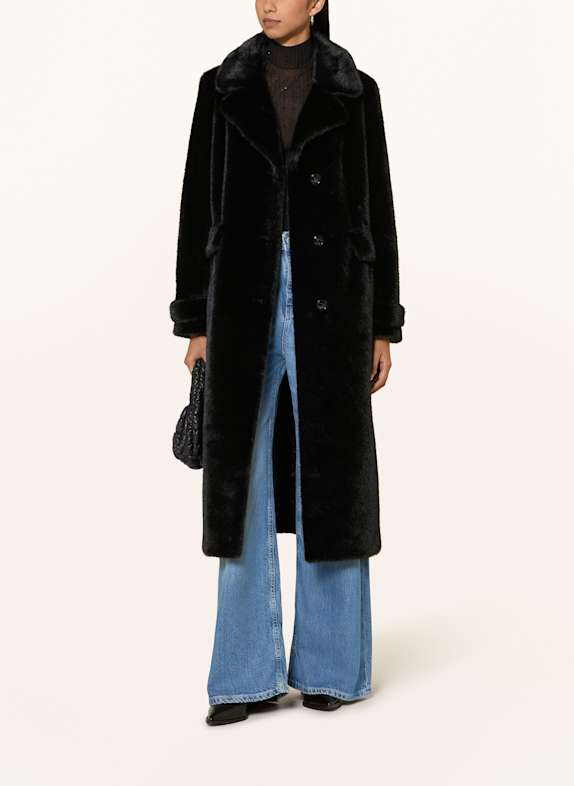 Rich & Royal Kunstpelz-Mantel SCHWARZ