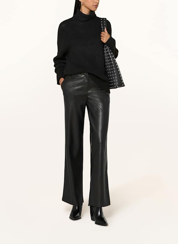 Rich & Royal Broek in leerlook ZWART