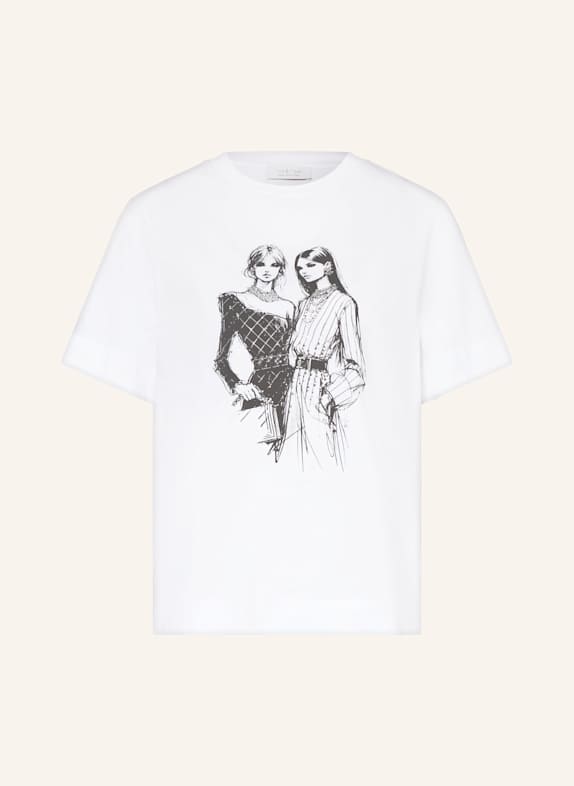 Rich & Royal T-Shirt mit Schmucksteinen WEISS / SCHWARZ