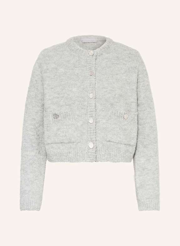 Rich & Royal Strickjacke aus Bouclé mit Pailletten HELLGRAU