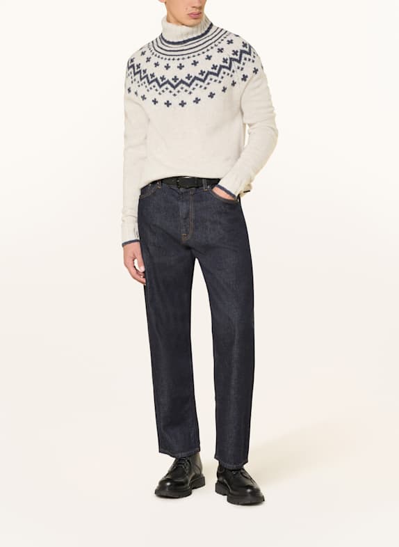 Barbour Trui met hoge kraag HEWTON ECRU / DONKERBLAUW