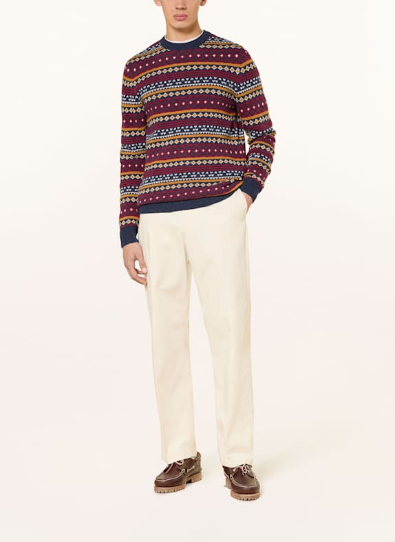 Barbour Trui EASDALE DONKERBLAUW / DONKERROOD / DONKERORANJE