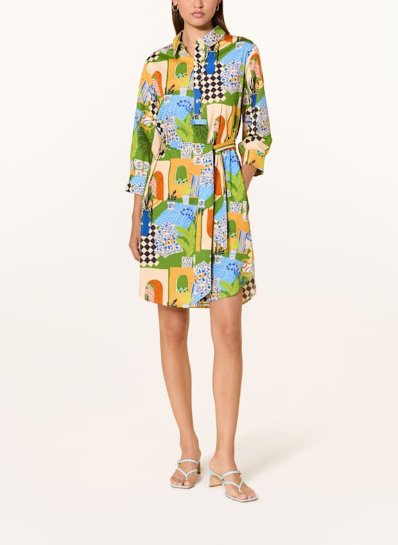 CATNOIR Hemdblusenkleid mit 3/4-Arm HELLORANGE / GRÜN / SCHWARZ
