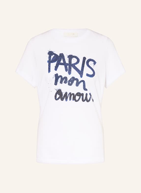 CATNOIR T-shirt z obszyciem ozdobnymi kamykami BIAŁY / GRANATOWY