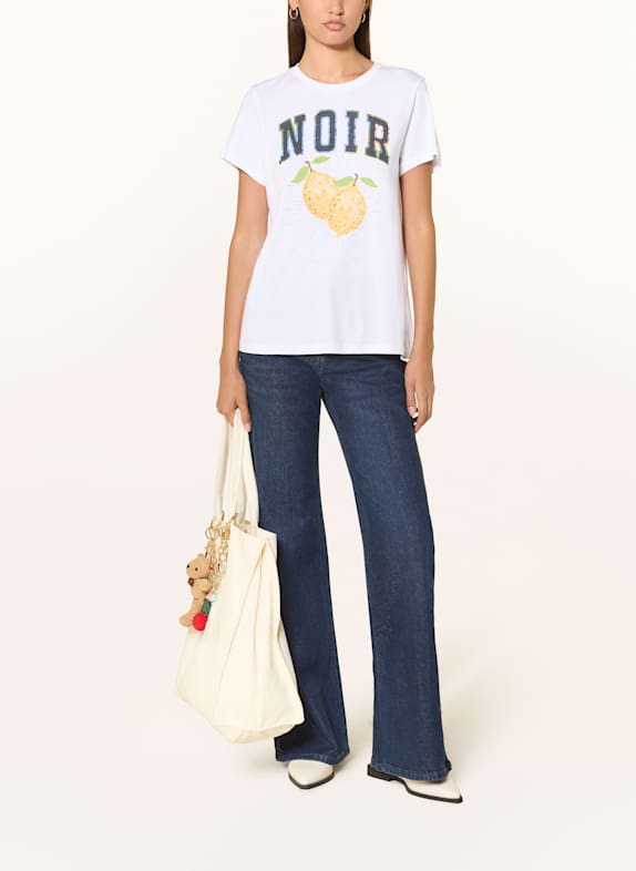 CATNOIR T-shirt met sierstenen WIT / DONKERBLAUW / DONKERGEEL